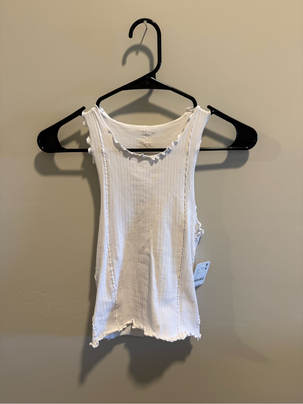 Free People White Ruffle-Trim Ribbed Tank - Picture 2 of 5
